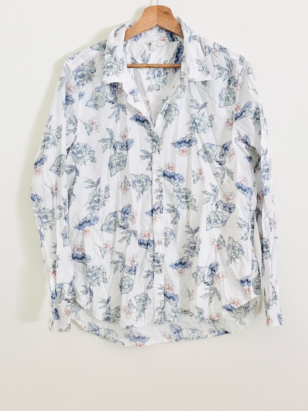 Lucky Brand Button-Front Shirt in Blue & Pink Floral Print